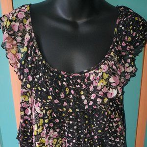 Black Floral Tiered Top